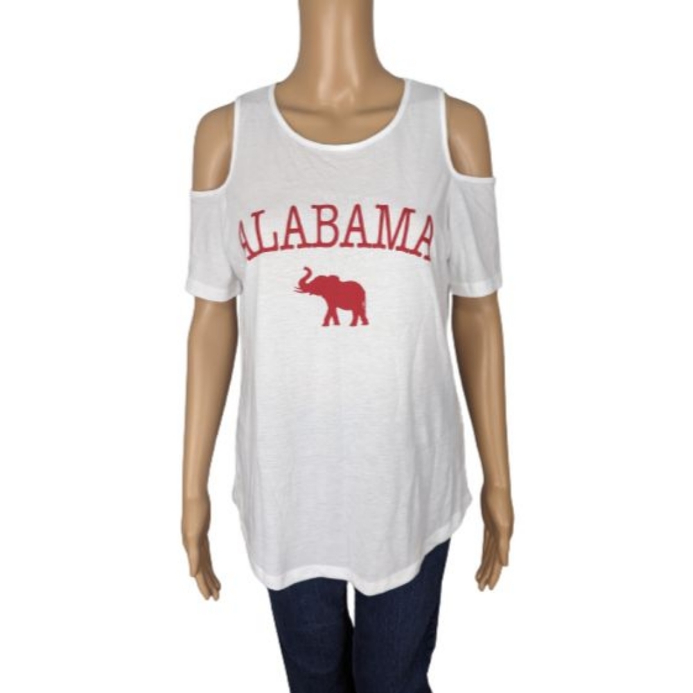 Boxercraft Alabama Crimson Tide Sueded Jersey Cold Shoulder T-Shirt M